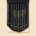 12 Hard-grade charcoal pencils fanned out in open box