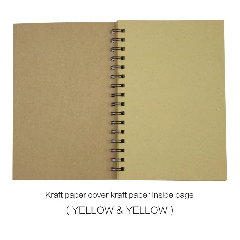 Sketchpad with kraft paper cover and inside pages on a white background