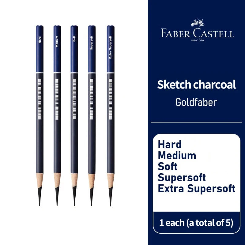 Faber-Castell sketch charcoal pencils with packaging on a white background