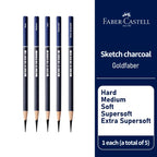 Faber-Castell sketch charcoal pencils with packaging on a white background